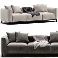 Modern Cozy Sectional Sofa With Decorative Pillows And Soft Throw Blanket 3d model