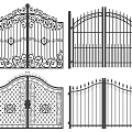Iron Gates With Various Designs Intricate Patterns Arched Tops Sleek Lines And Spiked Details