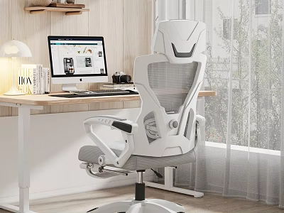 Ergonomic White Mesh Office Chair With Adjustable Features For Home Workstation 3d model