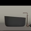 Modern Stylish White And Black Bathtub With Gold Silver Faucet And Decorative Balls