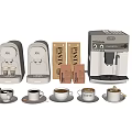 Stylish Kitchen Appliances Including Coffee Machines Pasta Packages And Coffee Cups