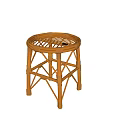 Handcrafted Round Wicker Stool With Woven Seat And Crossed Legs Design