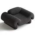 Modern Black Single Seater Sofa With Textured Fabric Curved Arms And Solid Legs