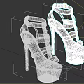 Black and Pink High Heels Shoes with Straps and Metal Buckles Thick Platform Design