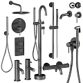 Modern Black Bathroom Faucets And Shower Heads With Control Panels