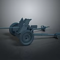 Detailed 3D Model of Wheeled Military Artillery Cannon with Gray Finish