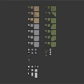 Modern Scene Building Components with Gray Blue Beige Green Blocks and Cylinders