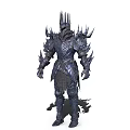 Fantasy Creature Warrior in Spiked Armor Featuring Tall Helmet and Intricate Details