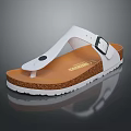 White Cork Sole Sandals With Adjustable White Straps And Black Buckle Comfortable Design