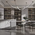 Modern dining table and chair combination 3d model