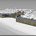 Classical Building Complex Model Featuring Symmetric Facades Slate Roofs And Arched Entrances 3d model