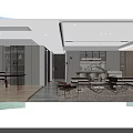 Modern Dining And Living Room Interior With Large Window City View Sofa Dining Table Chairs