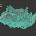 Reddish Brown Wooden Stone Decorative Sculpture With Natural Texture And Green Moss Details