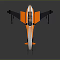 Modern Orange And Blue Model Airplane With Streamlined Body And Black Wings
