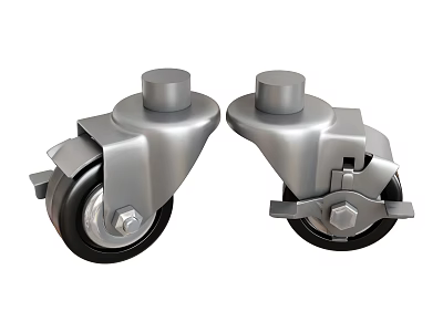 Durable Metal Hardware Tools Casters with Swivel Black Wheels for Industrial Applications 3d model