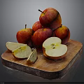 Fresh Whole And Sliced Apples On Rustic Wooden Cutting Board