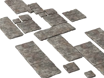 Gray Stone Stepping Stones With Rough Texture For Garden Pathway Arrangement 3d model