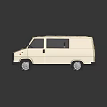 Vintage Beige Bus With Flat Roof Rack And Side Windows On Reflective Surface 3d model