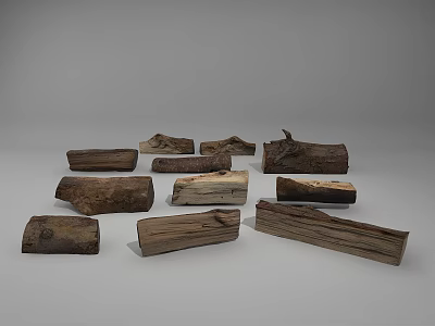 Natural Stone and Wood Pieces with Different Shapes and Various Sizes for Decorative Use 3d model