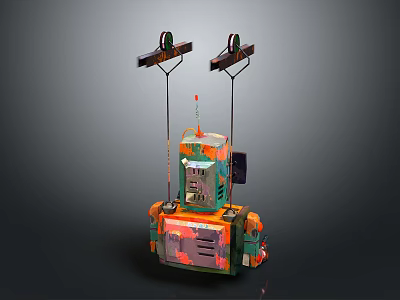 Colorful Entertainment Appliance Featuring Mechanical Arms Compact Body And Vibrant Design 3d model