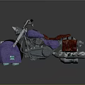 Custom Purple Red Cruiser Motorcycle With Silver Accents Red Seat And Saddlebag