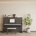 Musical Instruments Art Supplies in Cozy Room with Piano Sheet Music Books and Green Plant