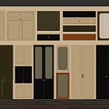 Various Kitchen Cabinet Door Styles With Different Colors And Panel Designs 3d model
