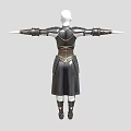 Black And Gold Weapon Armor With Intricate Decorations On Humanoid Model Arms Outstretched