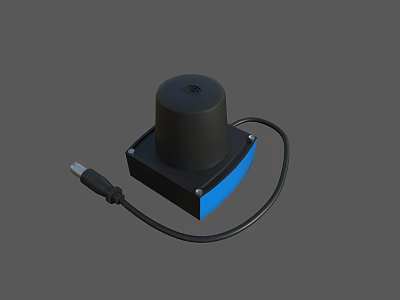 Industrial Detection Equipment with USB Interface Black Cylindrical Top and Blue Square Base Design 3d model