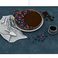 Delicious Chocolate Pie Topped With Fresh Blueberries Strawberries Chocolate Chunks And Coffee