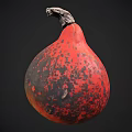 Unique Red Black Spotted Vegetable Pumpkin on Dark Background 3d model