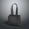 Gray Leather Handbag With Double Handles And Minimalist Design For Daily Use