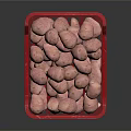 Red Plastic Basket Filled with Fresh Pink Potatoes for Vegetable