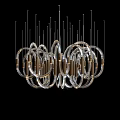 Modern Chandelier With Transparent Circular Rings And Gold Accents Design
