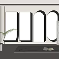 Full-length mirror Modern mirror Cream decoration 3d model