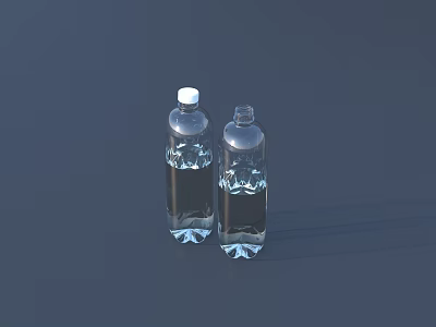 Two Decorative Ceramic Bottles With White Caps Patterned Bodies Containing Liquid On Dark Background 3d model