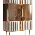Modern Luxury Ribbed Entryway Cabinet And Side Cabinet With Glass Doors Drawers And Gold Legs