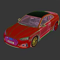 Red Sports Coupe Car With Black Roof And Sleek Black Rims