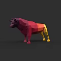 Colorful Low Poly Bull Sculpture With Red Yellow Purple Geometric Design