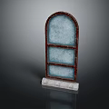 Arched Decorative Shelf with Three Glass Panels Dark Frame and White Base 3d model
