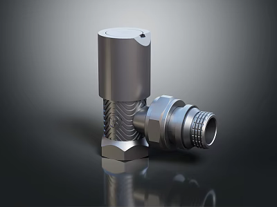 Two Piece Industrial Metal Hardware Connector With Threaded Ends And Silver Finish 3d model