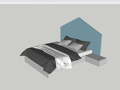 Modern Children's Bed Simple Blue White Children's Bed 3d model