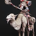 Game Movie Character Riding Fantasy Camel With Weapon And Armor