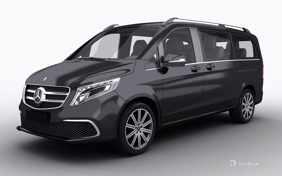 Black Mercedes-Benz Luxury MPV With Sleek Exterior And Spacious Interior Design 3d model 