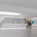 Modern Sleek Minimalist White Curved Corporate Front Reception Desk For Spacious Bright Commercial Office Interior