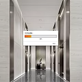 Modern Elevator Hallway Interior With Marble Walls Metal Accents And Recessed Lighting