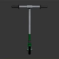 Green And Silver Scooter With Black Handlebars And Reflective Wheels Design