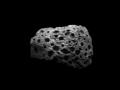 Unique Natural Porous Stone Featuring Irregular Holes On Black Background 3d model
