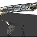 Large Curved Film Strip Exhibition With Vintage Images And Person Watching Silhouette