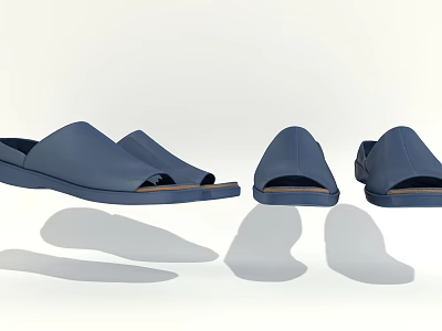 Blue Casual Slippers With Soft Material And Minimalist Design For Comfortable Wear 3d model